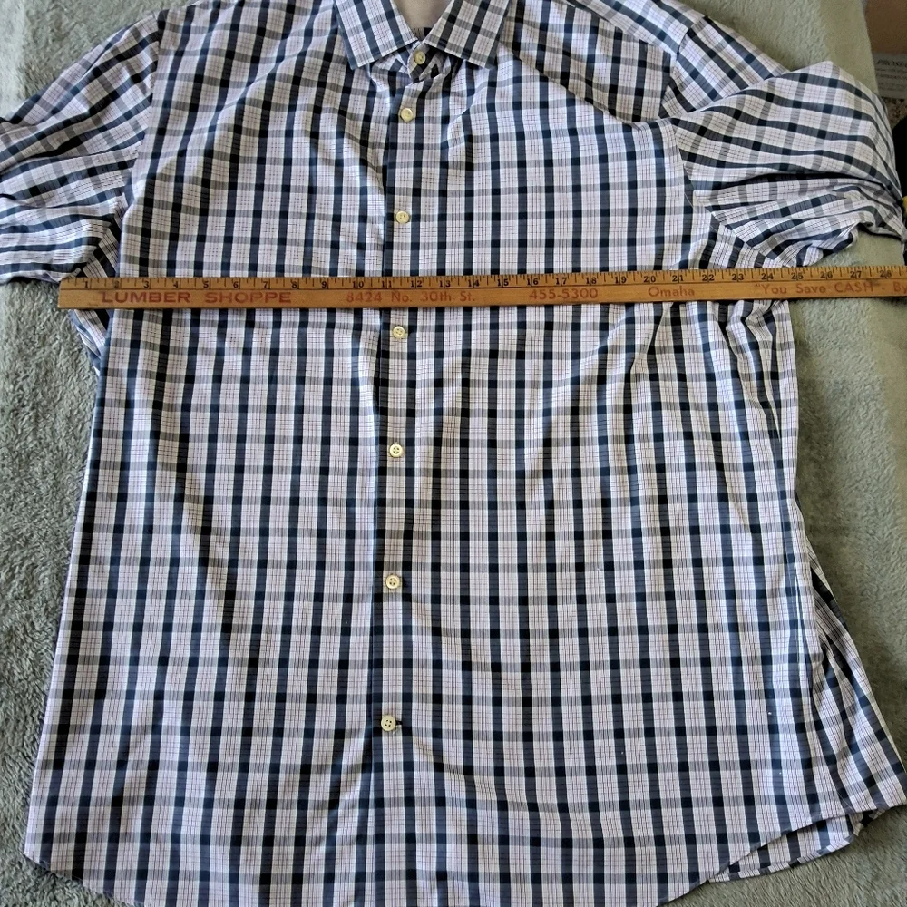 Mens Banana Republic XXL  Long Sleeve Button Down Purple Plaid Long Sleeve Shirt